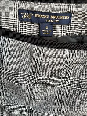 NWOT Sz 4 Brooks Bros 346 Women's Wool/spandex Lucia Fit Plaid Pants.Side Zip